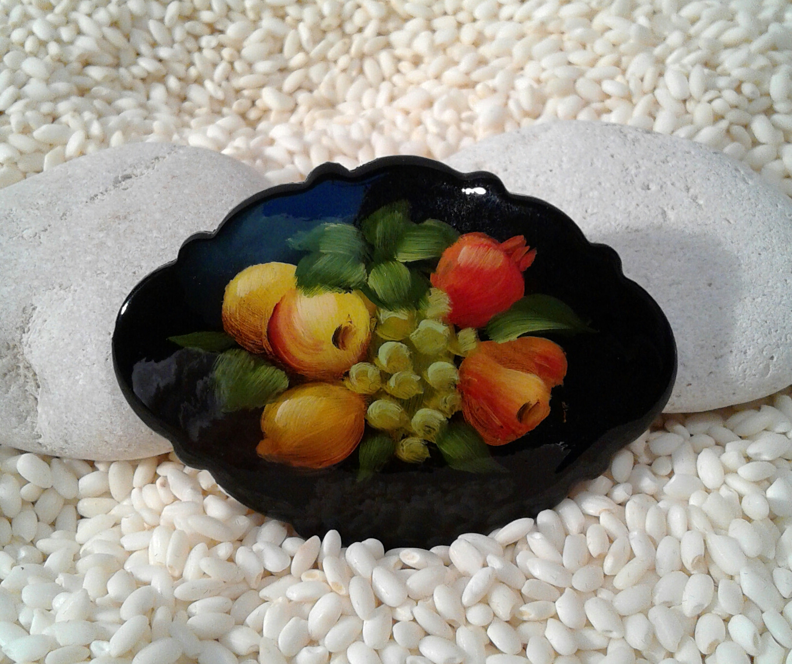 Painted Still Life Russian Lacquer Pin