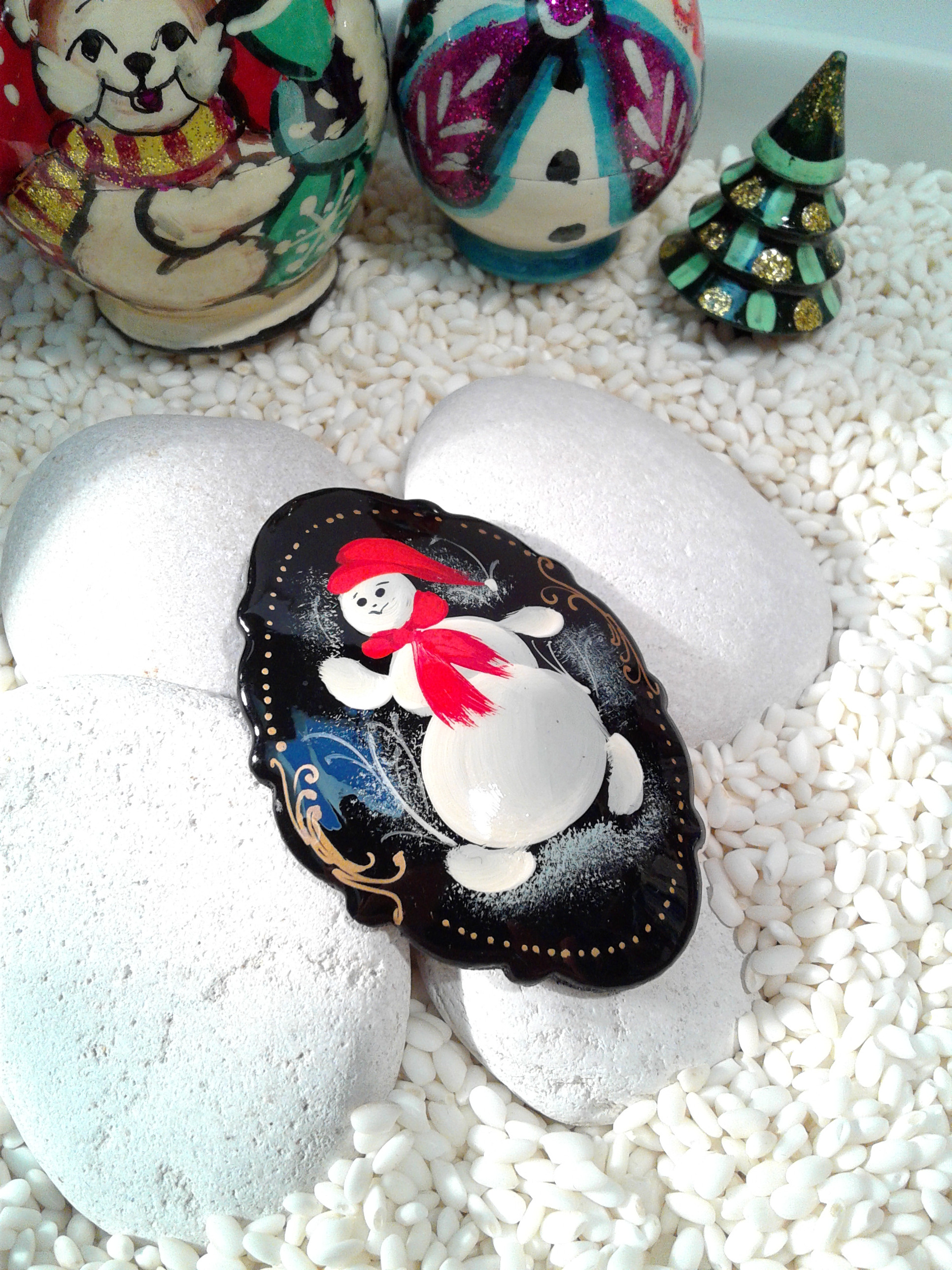 Snow man Russian Lacquer Pin