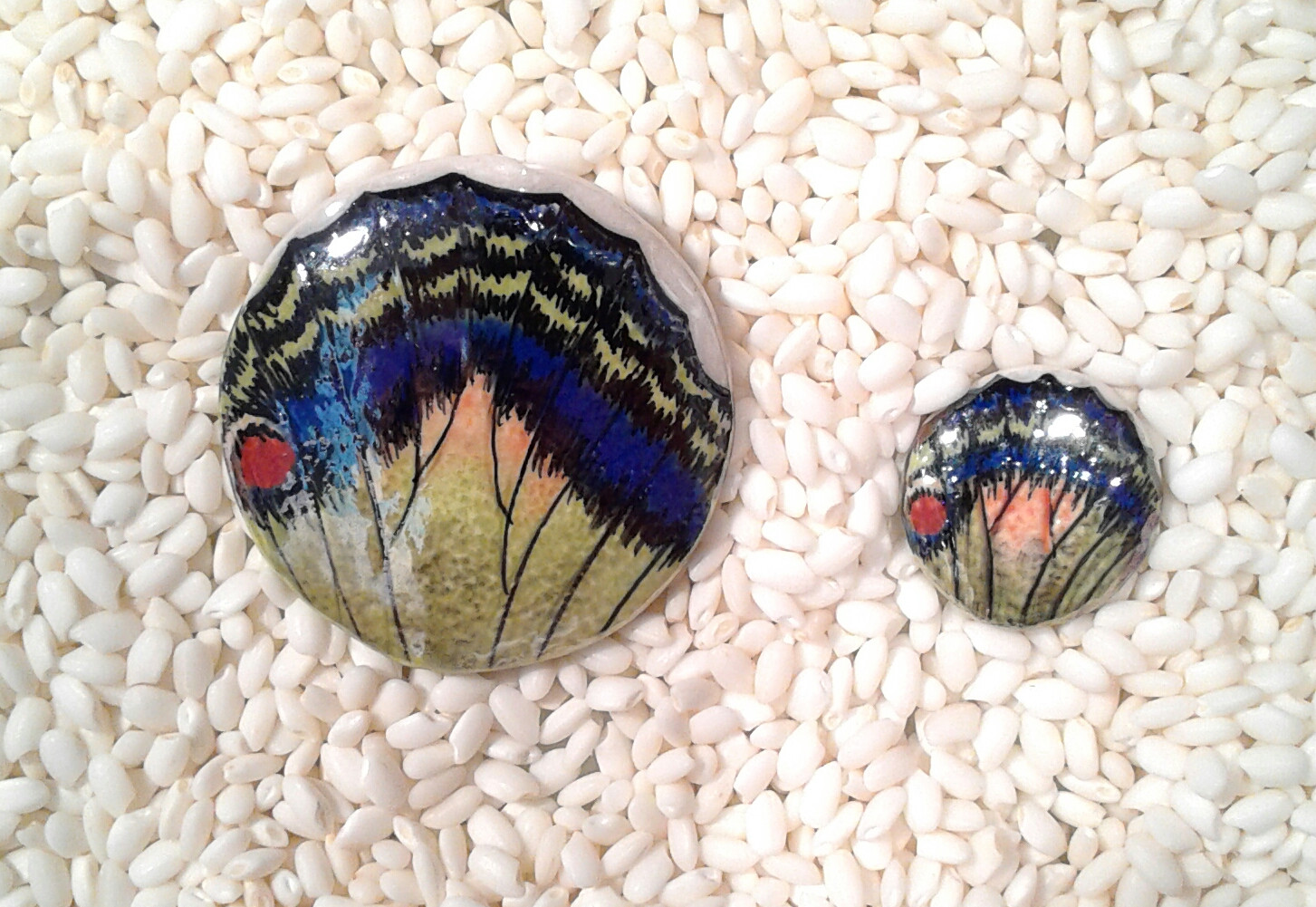 Porcelain Beads Butterfly Wing Green, Large