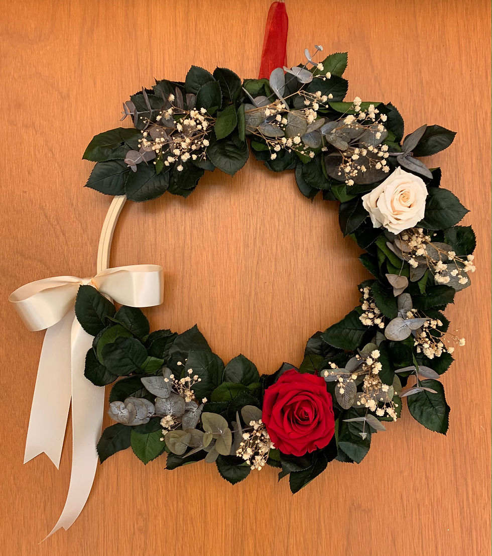 Corona en rojo 2 rosas.