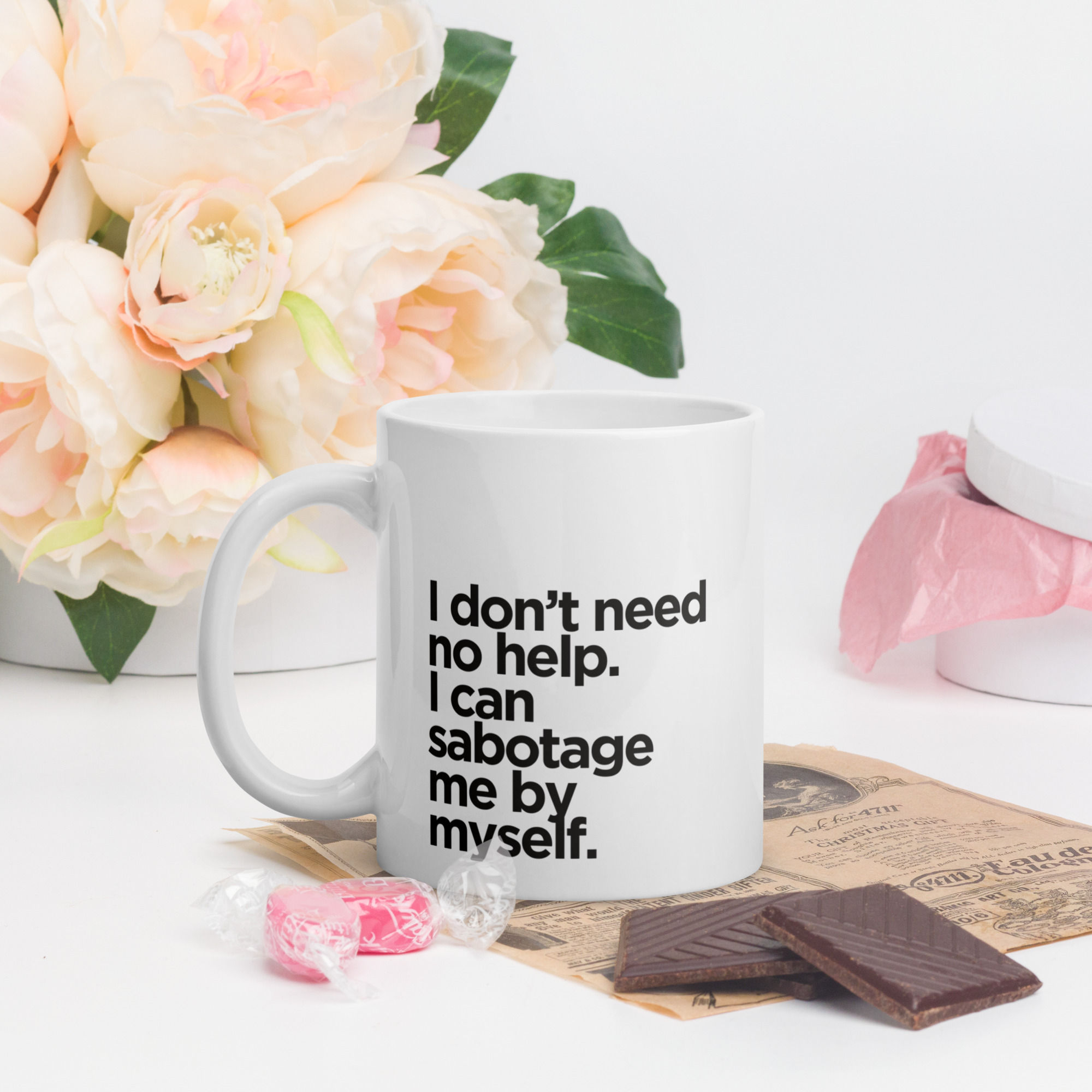 White glossy mug