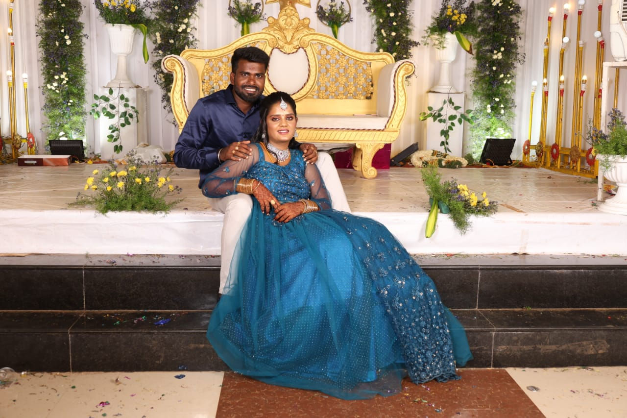 Blue Embellished Ball Gown