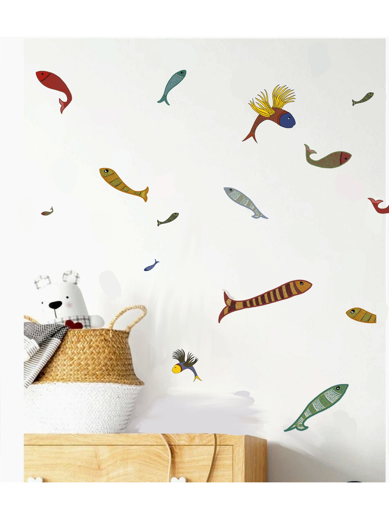 fish stickers on wall