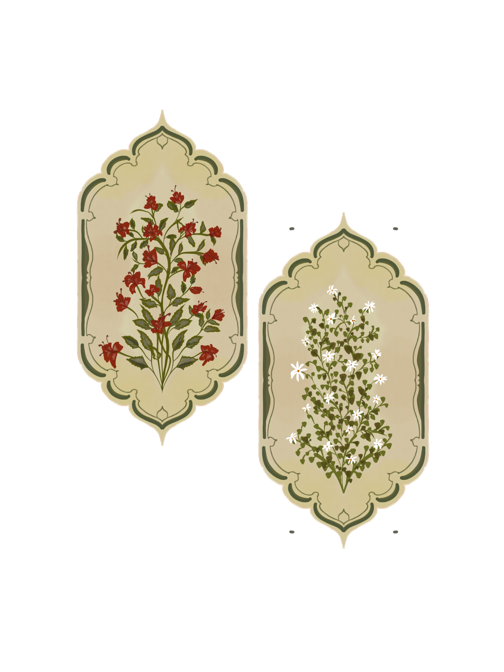 hibiscus and champa reusable wall stickers