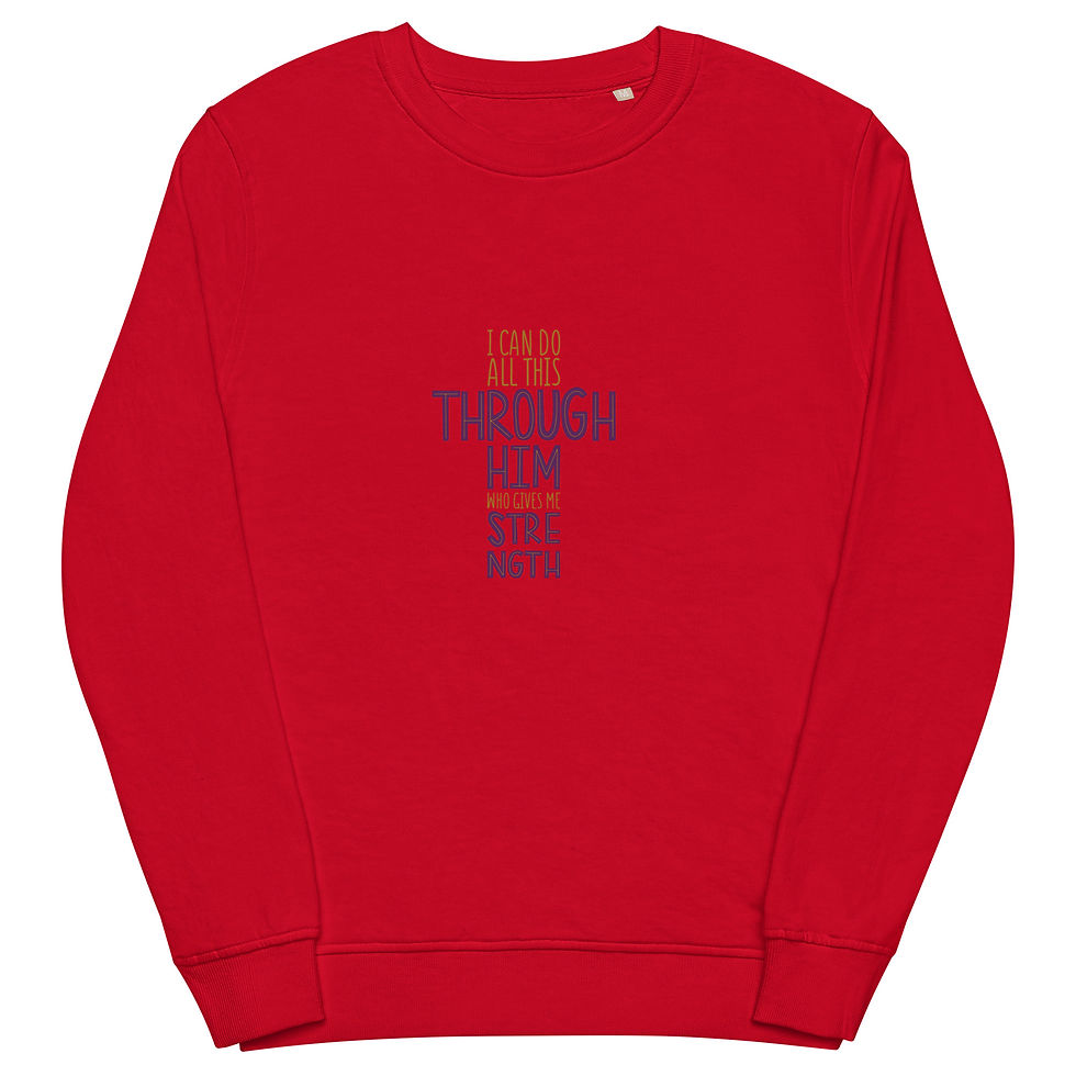 Thumbnail: Unisex organic sweatshirt-i can do all things through Him who Strengthens me