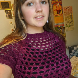 Purple Fishnet Crop