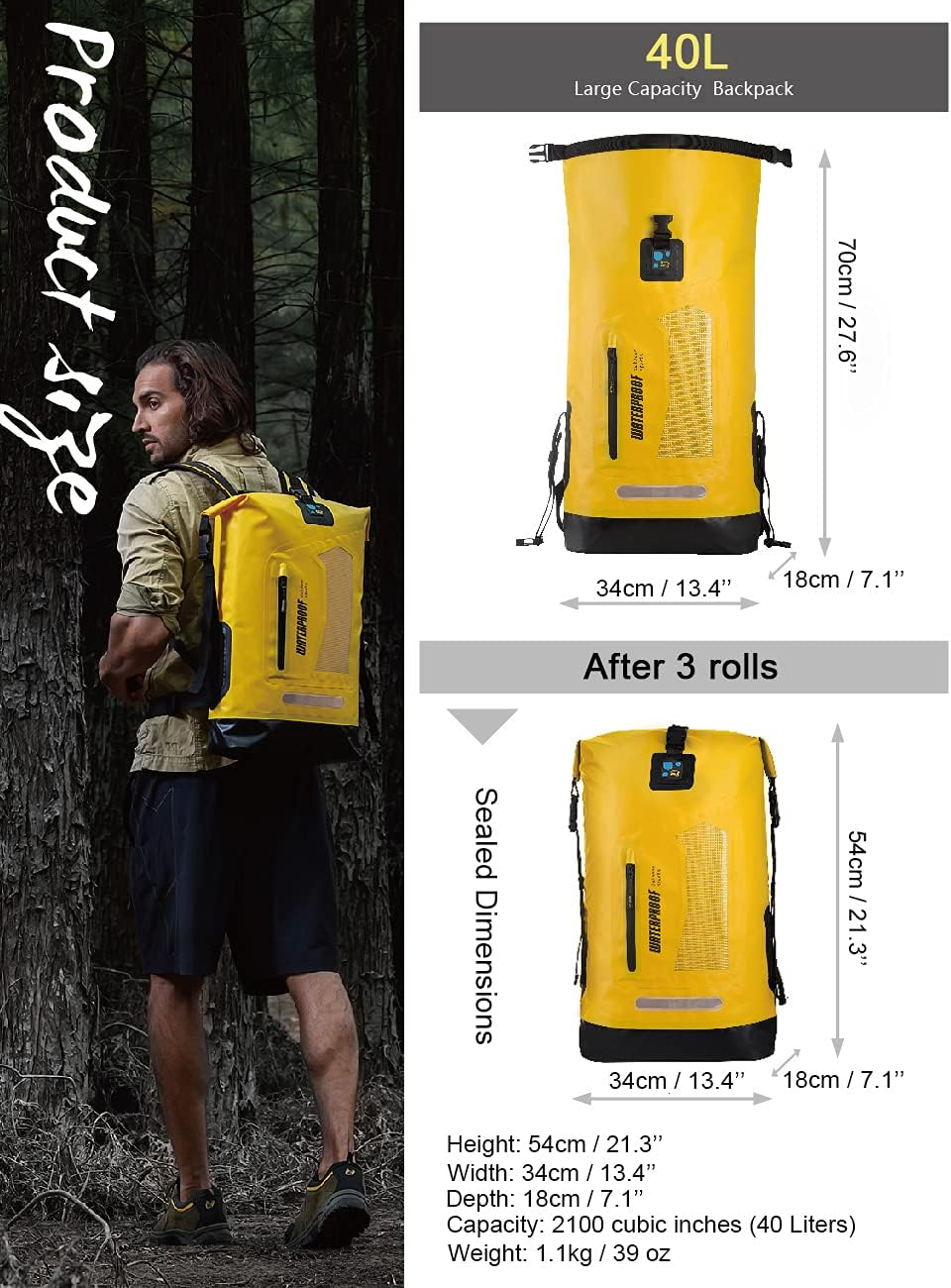 Thumbnail: IDRYBAG Waterproof Backpack Dry Bag 20L/30L/40L, Floating Dry Backpack Waterproo