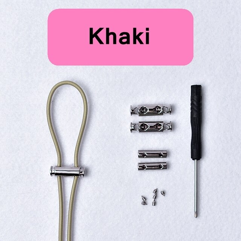 Thumbnail: 1Pair Elastic Buckle Shoelaces No Tie Shoelaces Metal Lock Button Shoelace Kids 