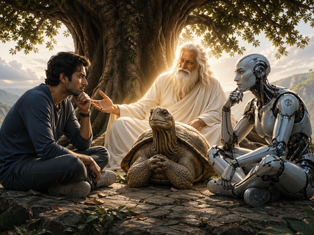 God <--> Human <--> AI: The New Identity Crisis