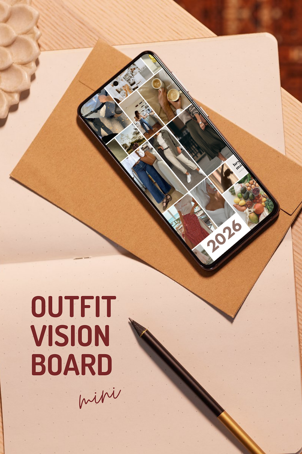 Outfit vision board inspiráció nőknek, amely segít tudatosan megtervezni az álom gardróbot és a személyes stílust.