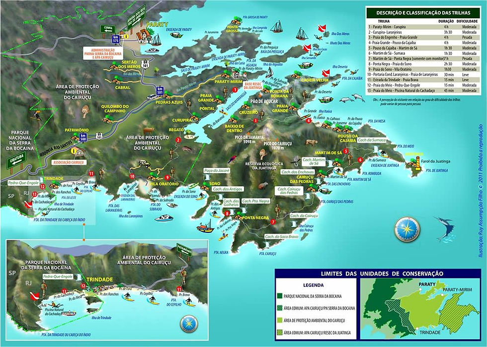 hiking map for paraty juatinga peninsular