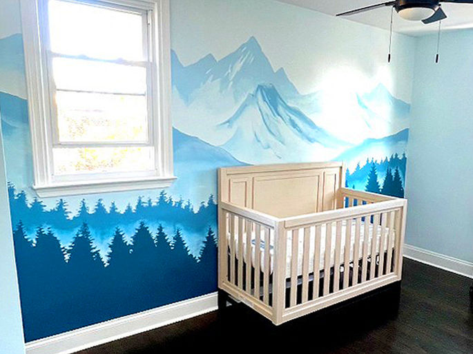 Baby Room Mountain Mural - Private project in Philadelphia, PA