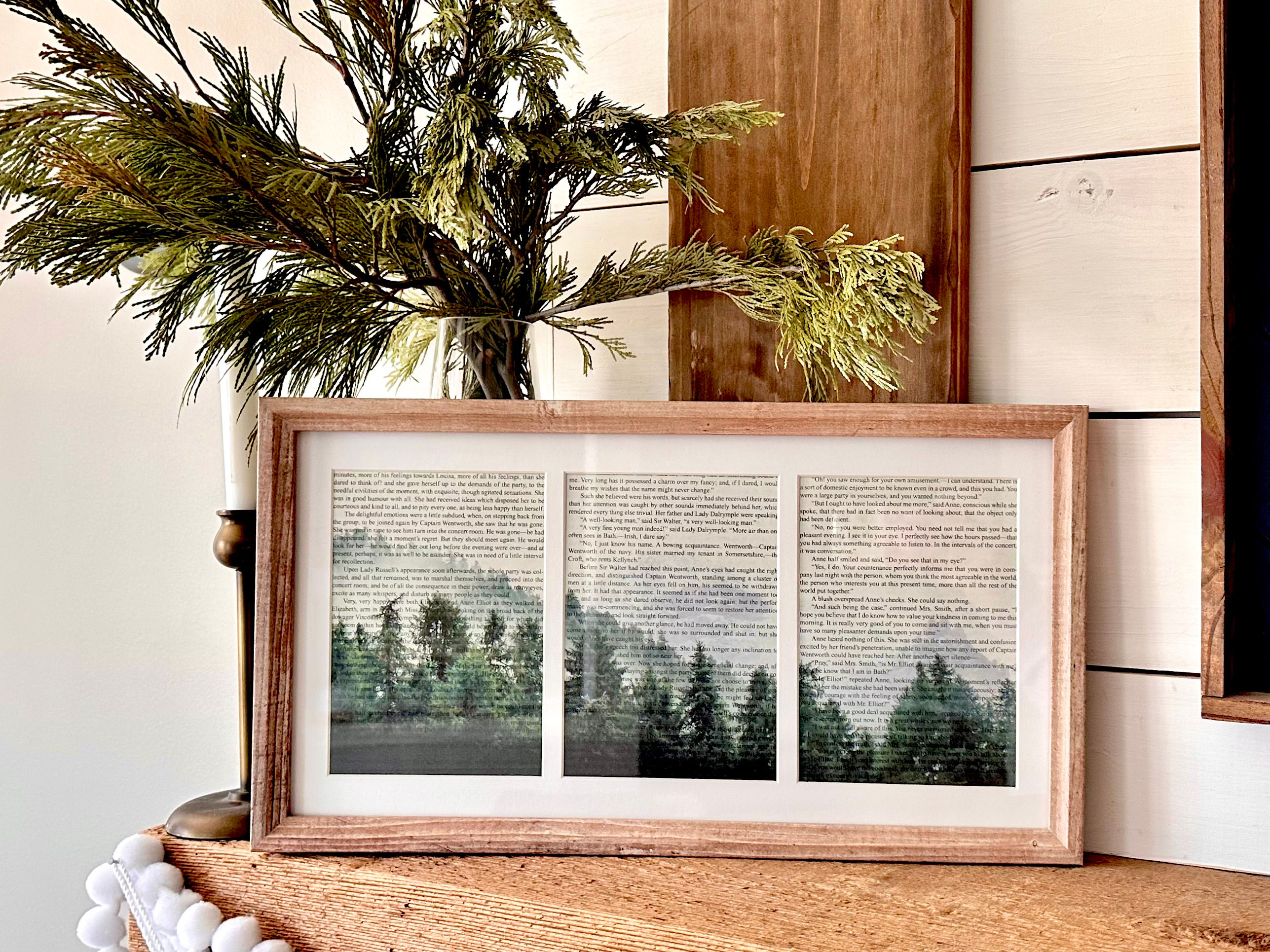 Mountain View on book pages - framed