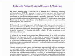 Declaración política:  10 años del Consenso de Montevideo