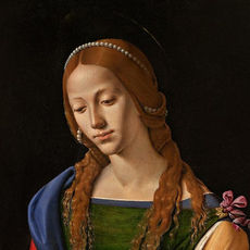 Dipinto di Piero di Cosimo raffigurante Santa Maria maddalena intenta a leggere