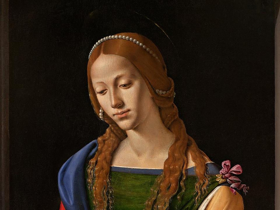 Dipinto di Piero di Cosimo raffigurante Santa Maria maddalena intenta a leggere