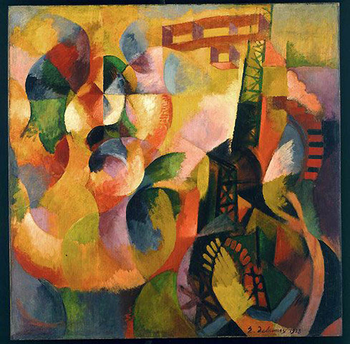 Riproduzione del quadro "Sole torre aeroplano" di Robert Delaunay.