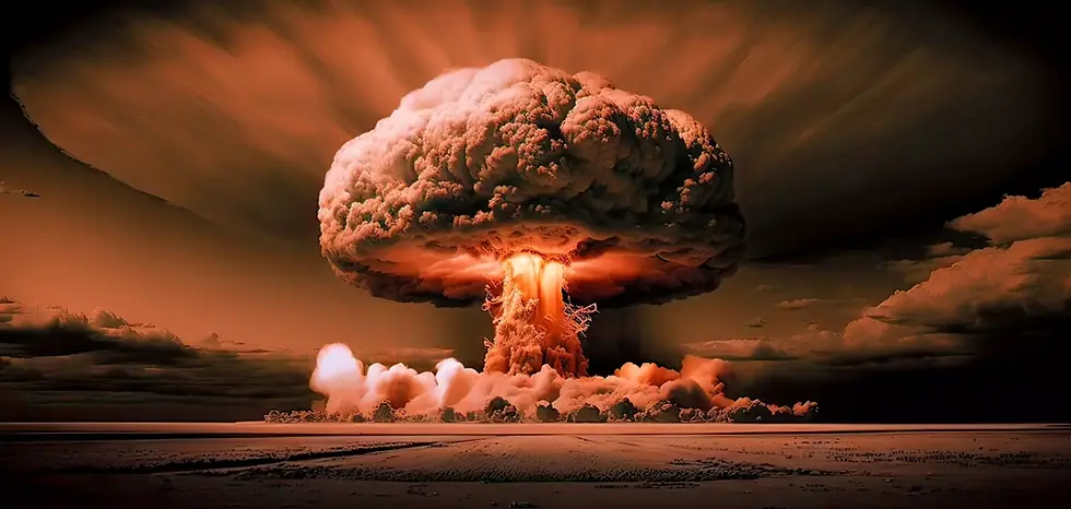L'immagine raffigura un'esplosione atomica, quale simbolo di cambiamento radicale e fine di un epoca.