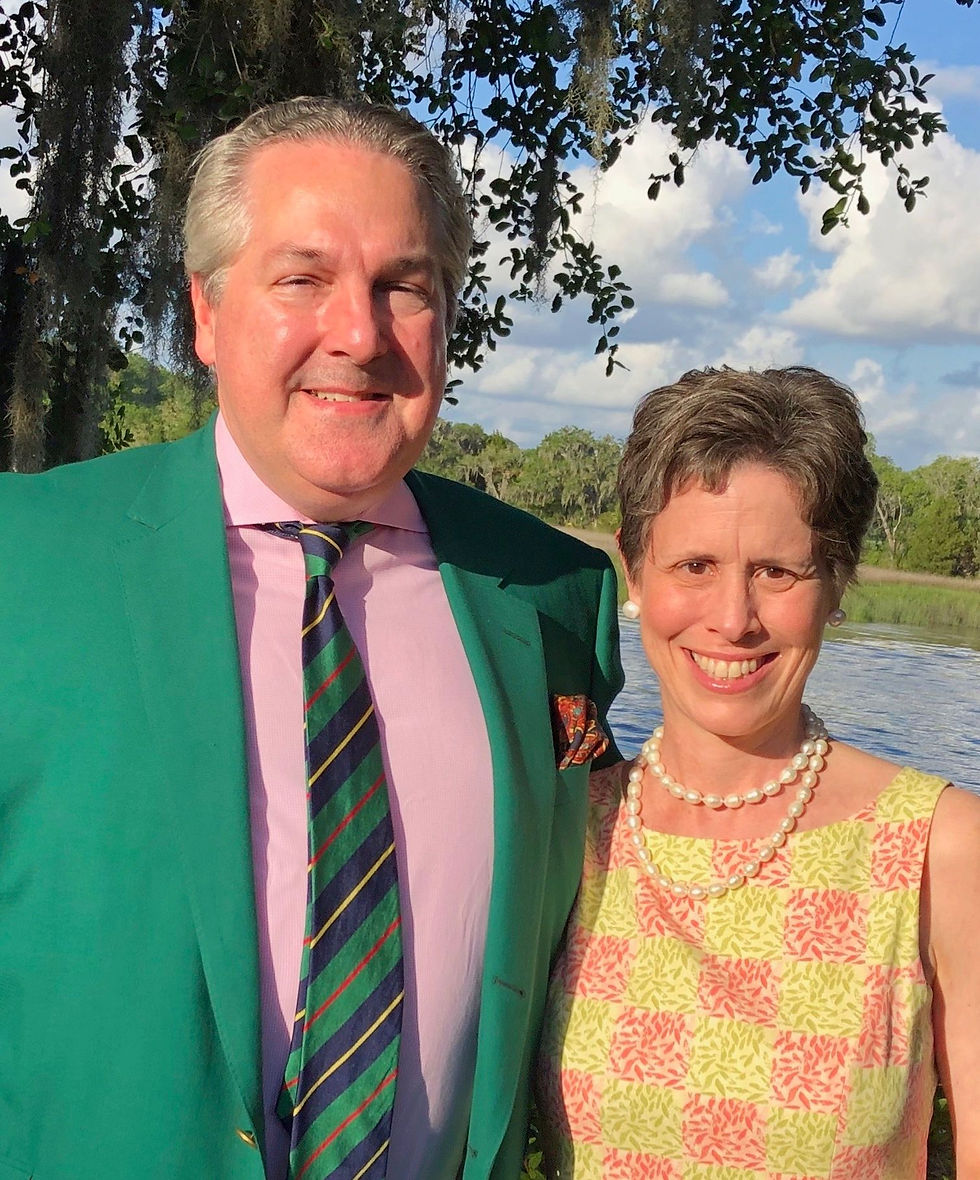 The author and Mrs. Dubya at a social event on the banks of the Ashley River and daring to show some color.IMAGE PROVIDED