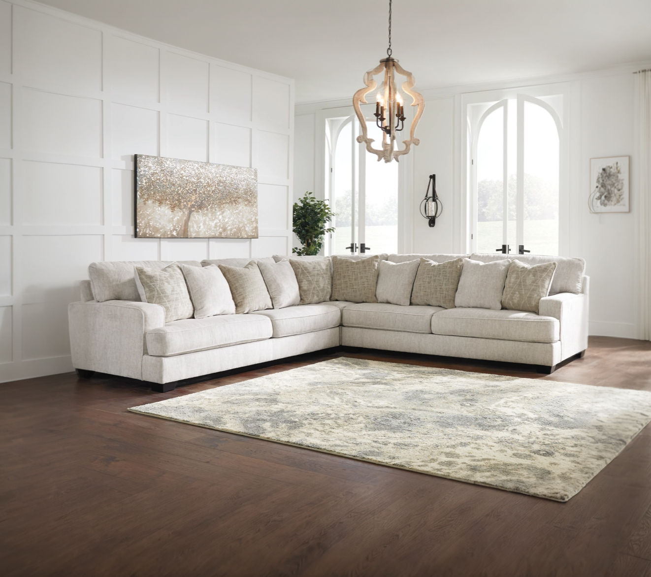 Large L-shape light colored couch