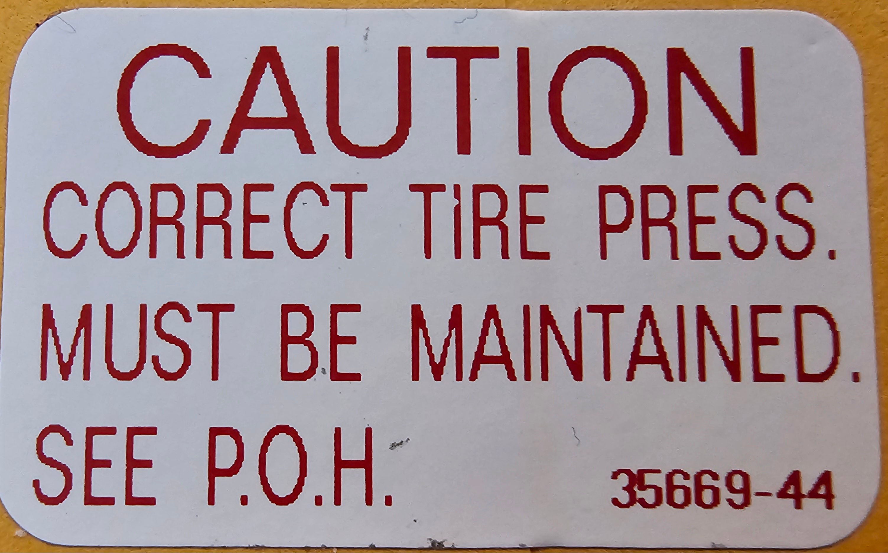 Piper 582-782 Placard 35669-044