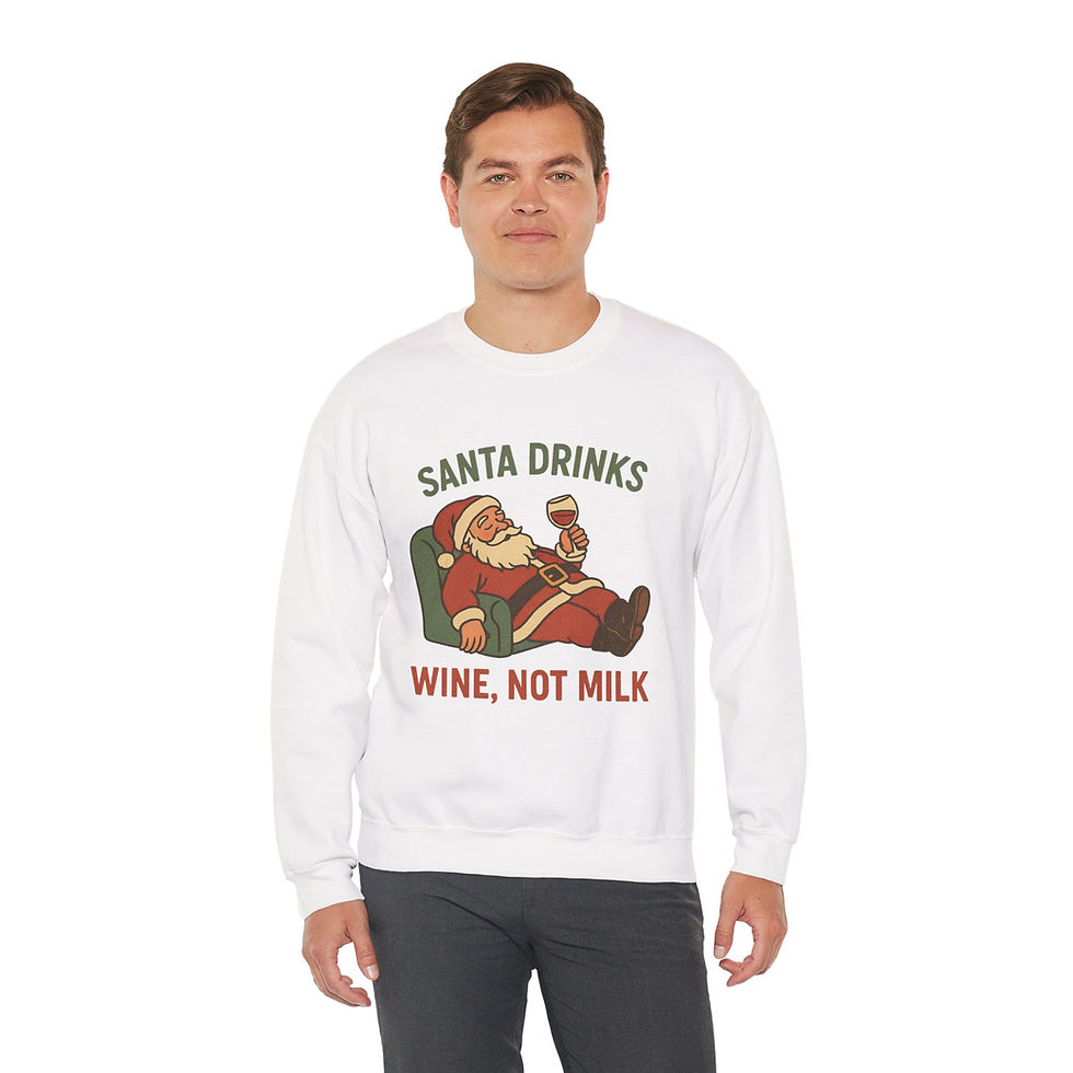 Thumbnail: Santa drinks wine, not milk Crewneck Sweatshirt