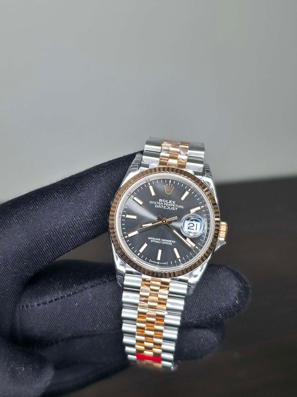 Thumbnail: Date Just 36 Slate Grey Rose Gold VSF 3235