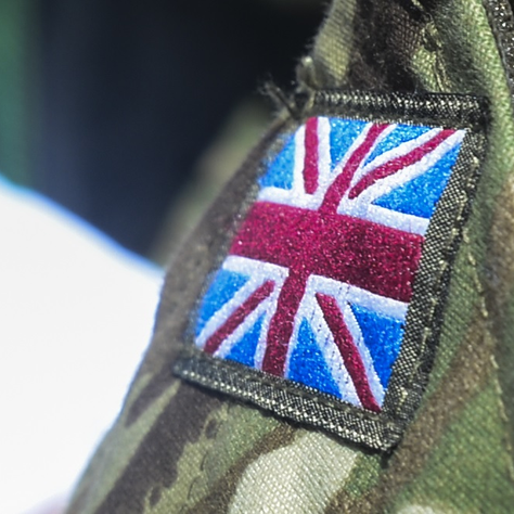 Union Jack on UK Army uniform