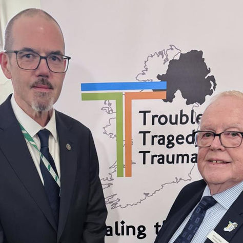 Paul Foster MP with Michael O’Hare supporting Troubles, Tragedy & Trauma