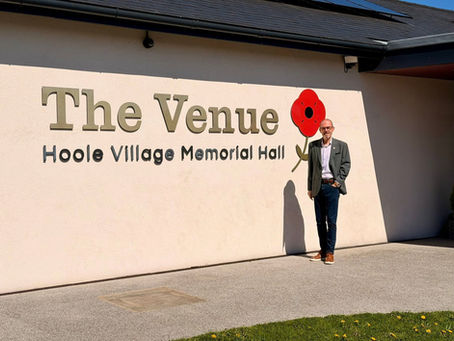 Paul Foster MP outside Mooch Hoole Memorial Hall