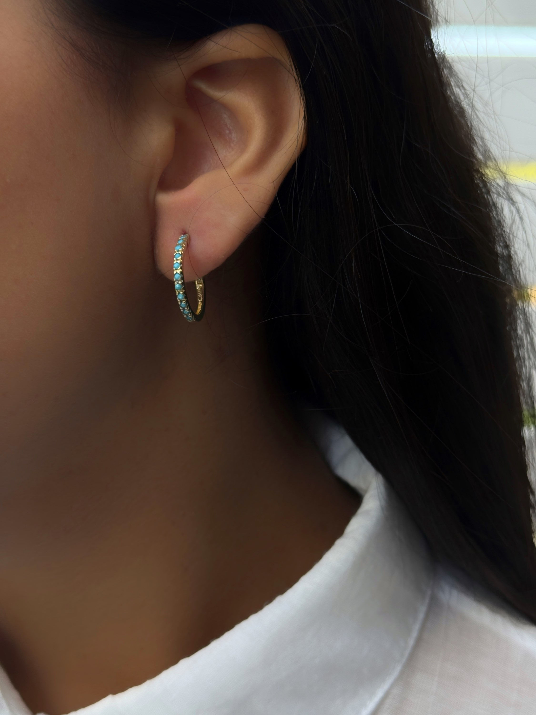 עגילי חישוק טורקיזים 