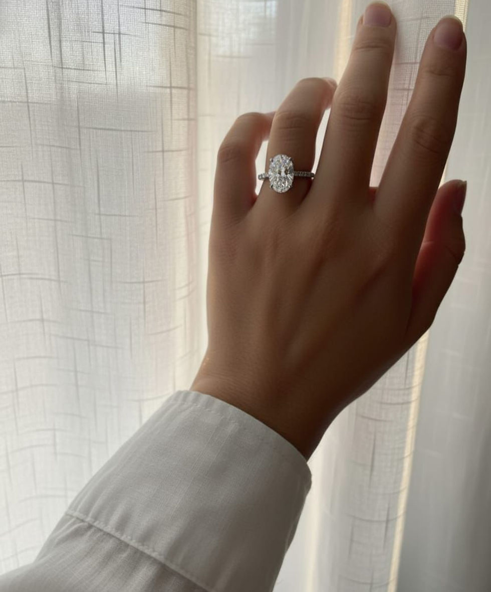 טבעת דמוי אירוסין גבוהה אובלית גדולה