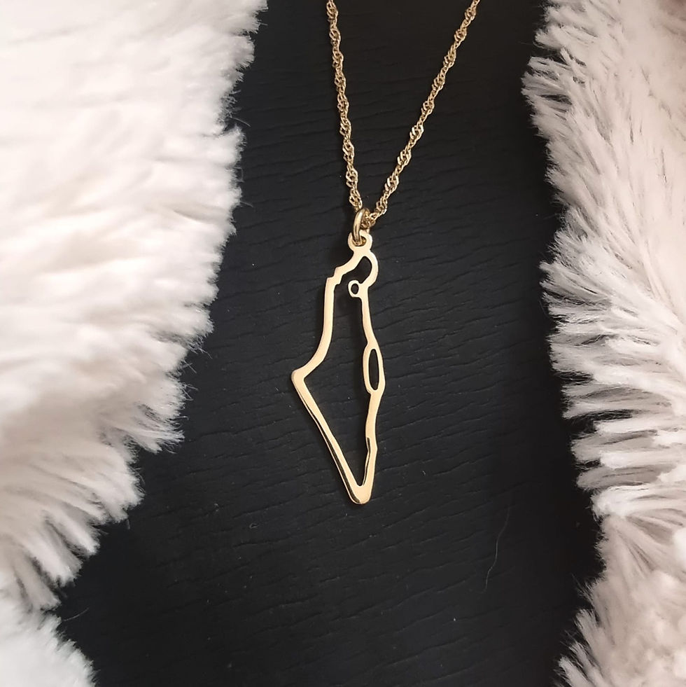 Thumbnail:  Classic hollow Israel map necklace