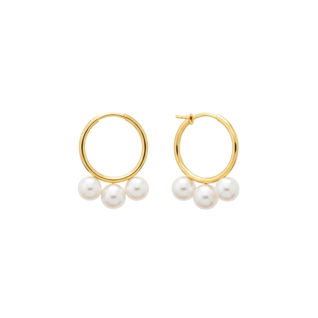 עגילי עיגול פנינים