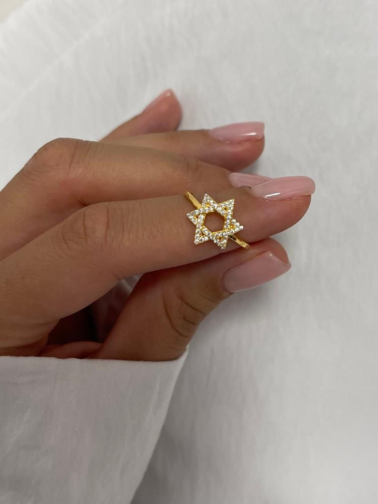 תמונה ממוזערת: טבעת מגן דוד משובץ מלא 