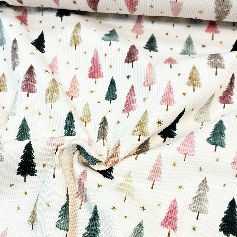 Miniaturbild: Bio Rib Jersey, Bunte Tannen