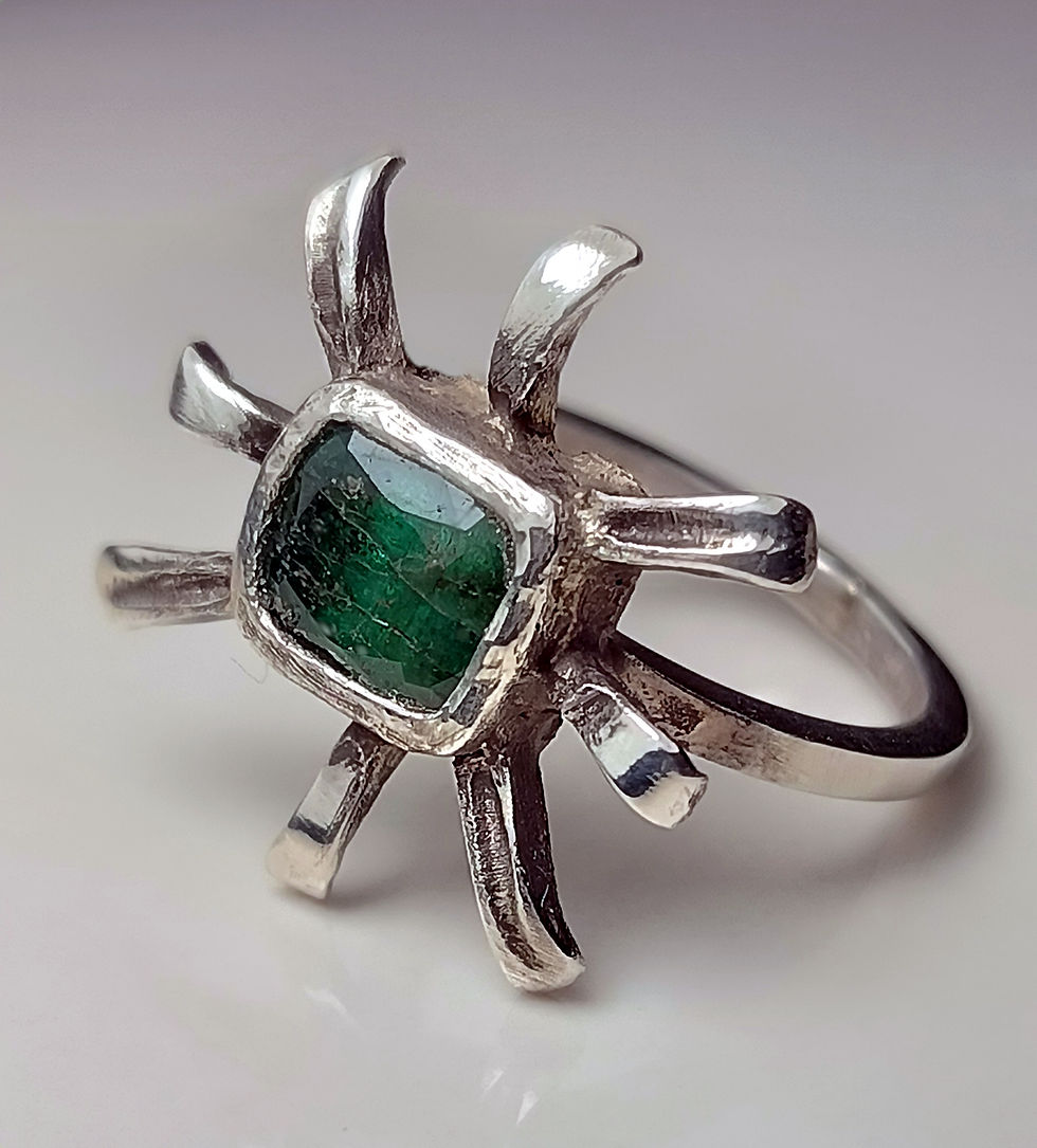 Thumbnail: Matte Ring with Natural Zambian Emerald