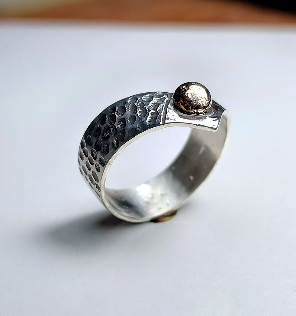 Thumbnail: Sterling Silver Ring with 14K Gold Detail