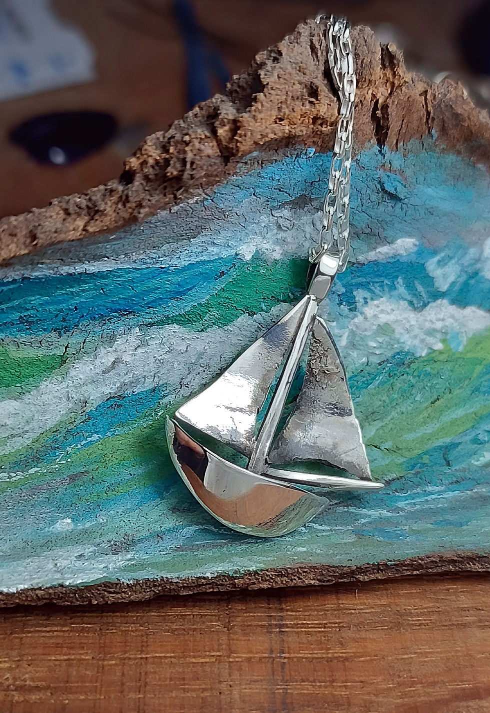 Thumbnail: silver sailboat pendant