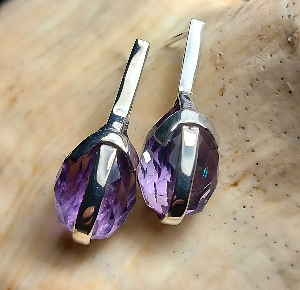 Miniaturbild: F Amethyst Drop Earrings Sterling Silver 925°