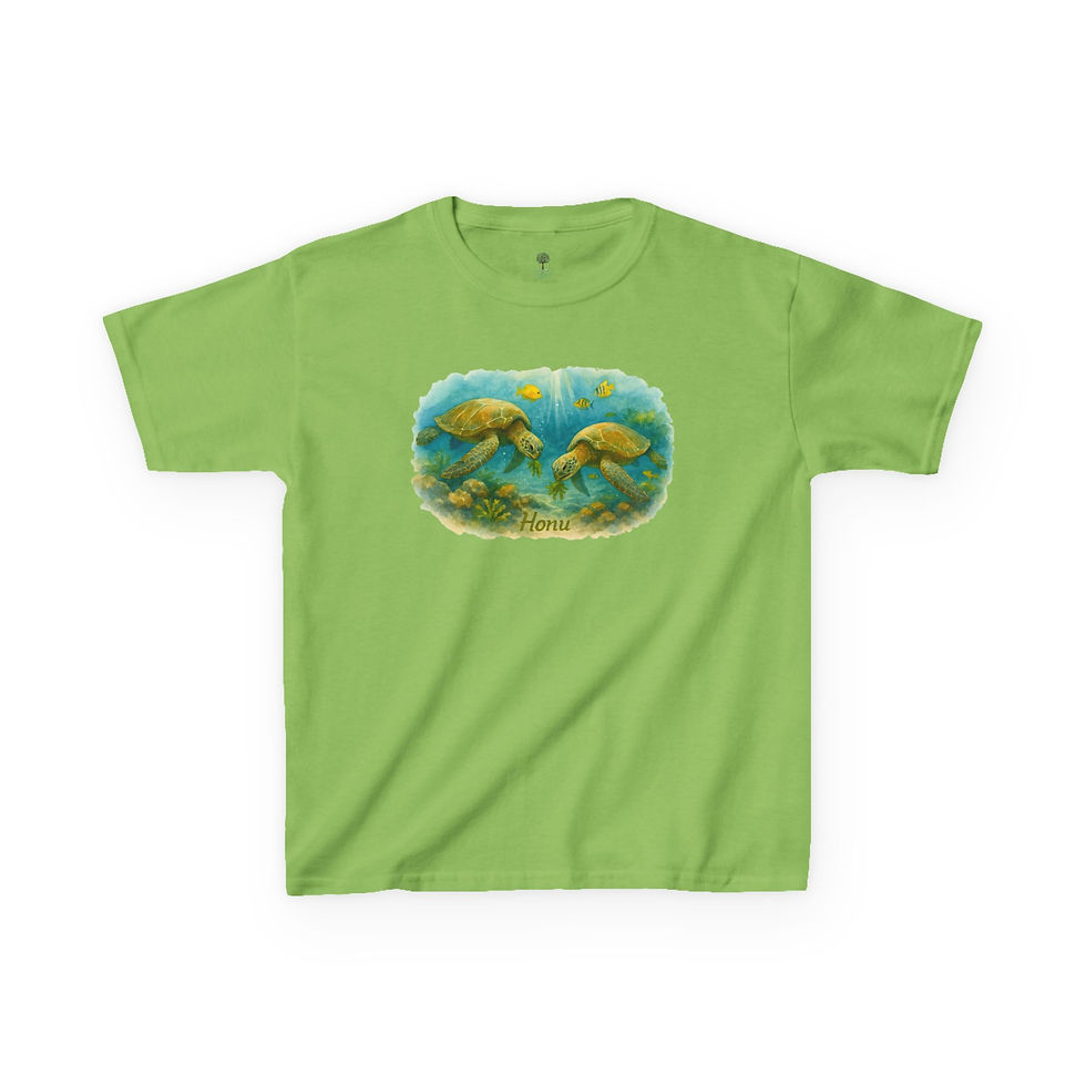 Thumbnail: Kids T-Shirt Honu Green Sea Turtle Hawaii Endangered Animals Line
