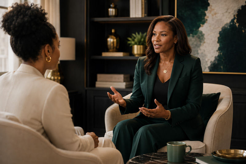 Executive woman engaging in a private coaching consultation with Chief The Ambitious Woman