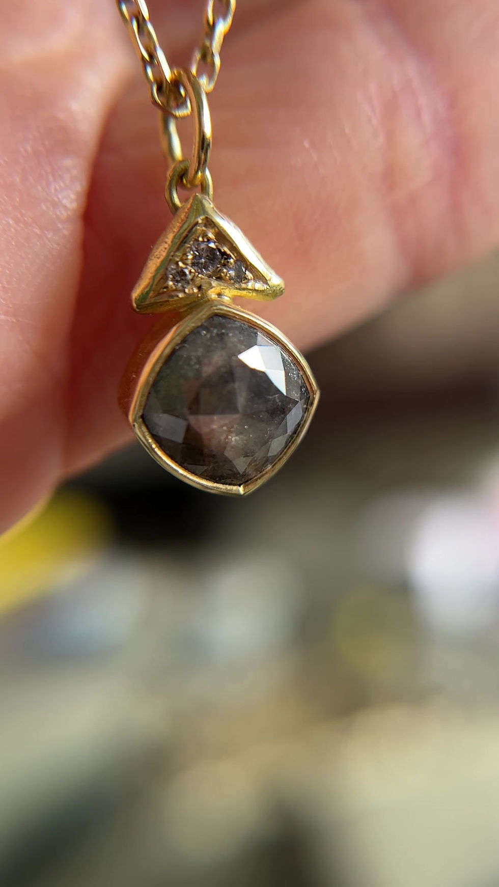 Thumbnail: Grey Cushion Diamond Pendant