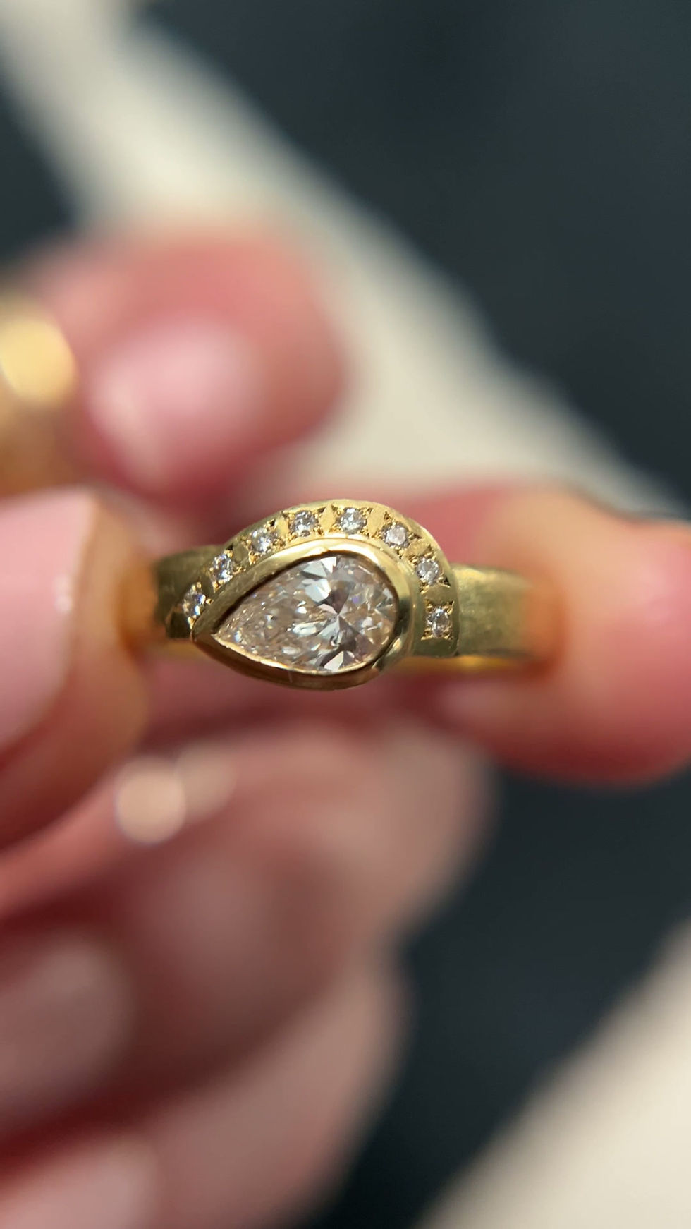 Thumbnail: Half Halo Pear Diamond Engagement Ring