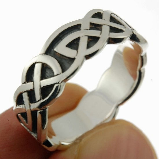 Thumbnail: Celtic Knot Men's Band Silver Ring