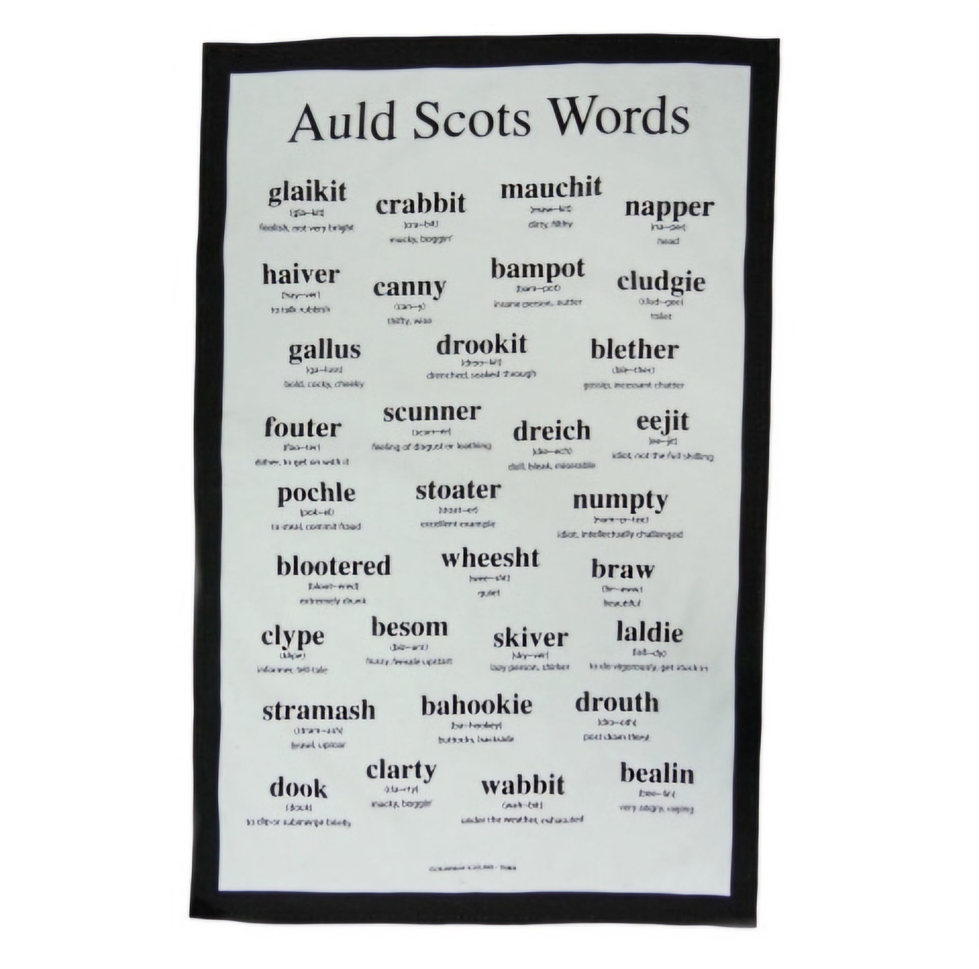 Auld Scots Words Cotton Tea Towel