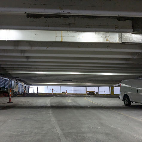 Lighting in a parking garage.