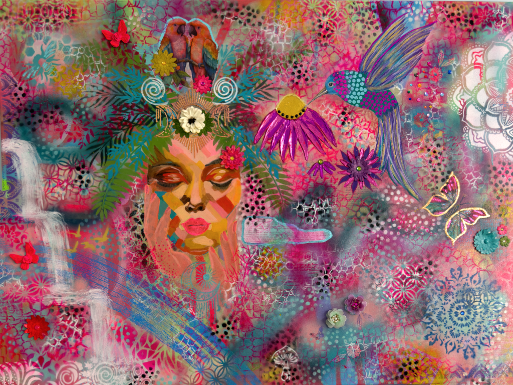 Joyful Blessings - Mixed Media on Canvas 1mx75cm