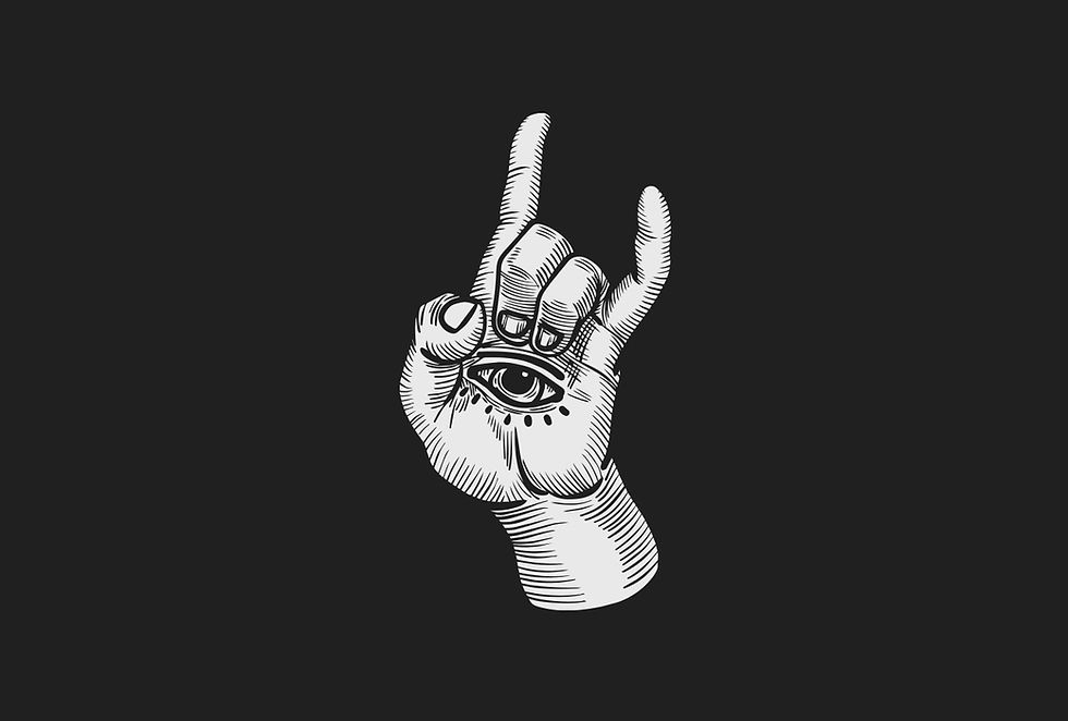 Ilustração da estampa Rock n Roll Esotérico