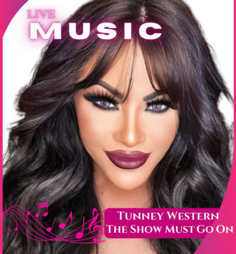 Tunney Western - attractive female with olive skin, blue eyes and dark features showing her contact details for Perth singer